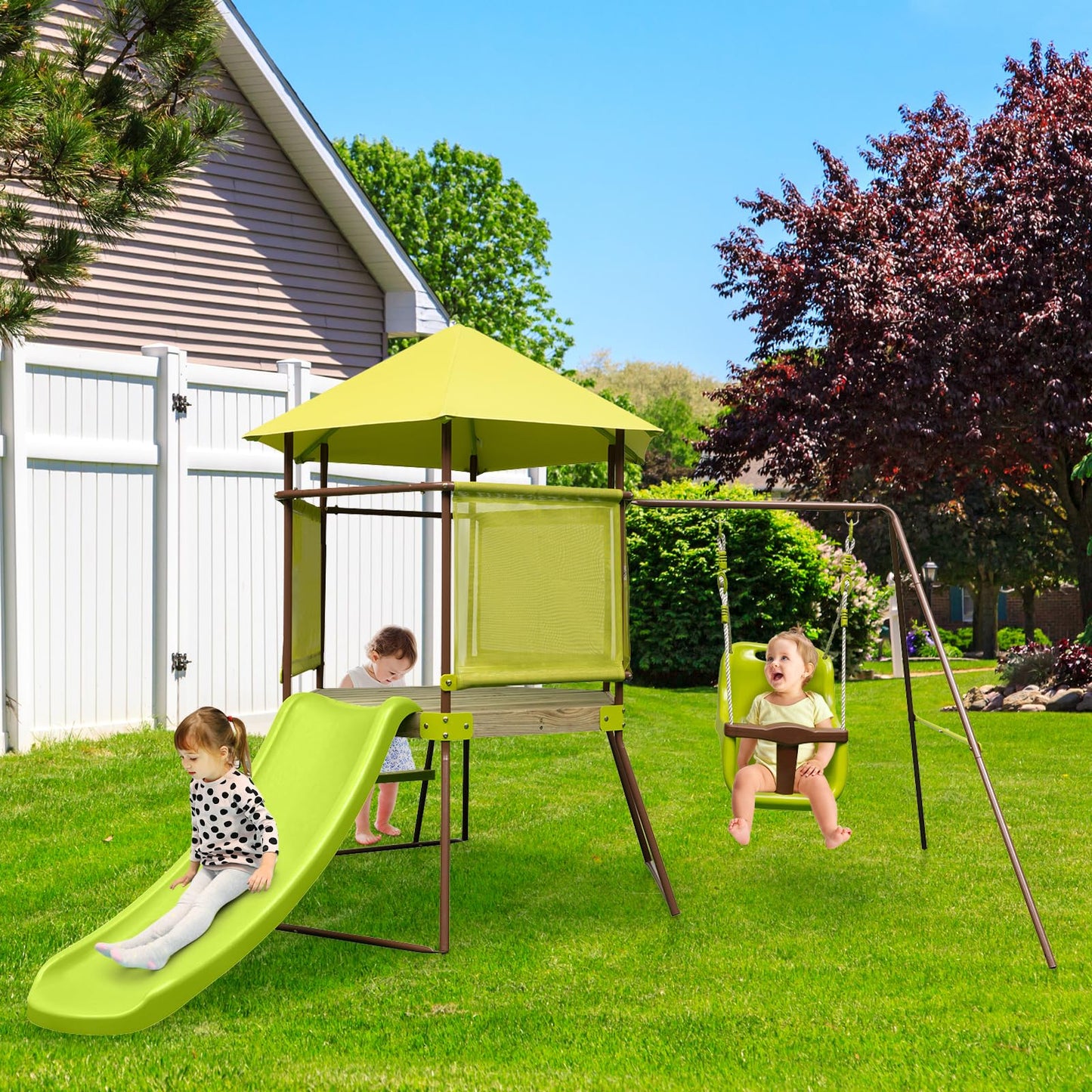 4 in 1 Heavy Duty Metal Swing Frame with Baby Swing