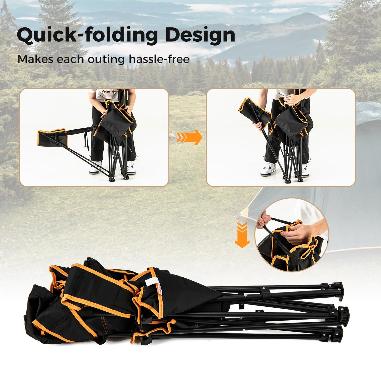 Portable Reclining Camp Chair with Detachable Footrest