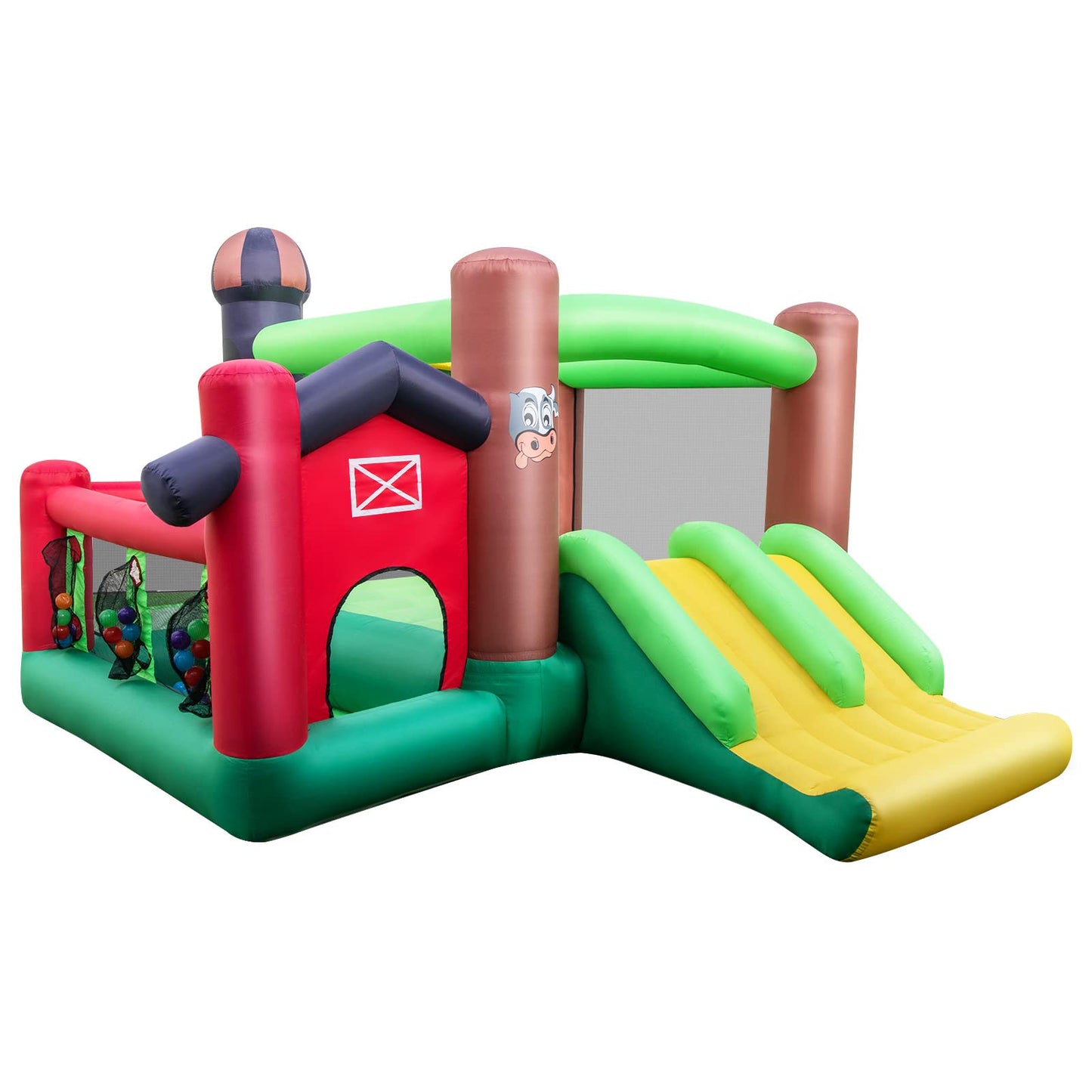 Inflatable Trampoline Bouncy House with Dual Slides without Blower