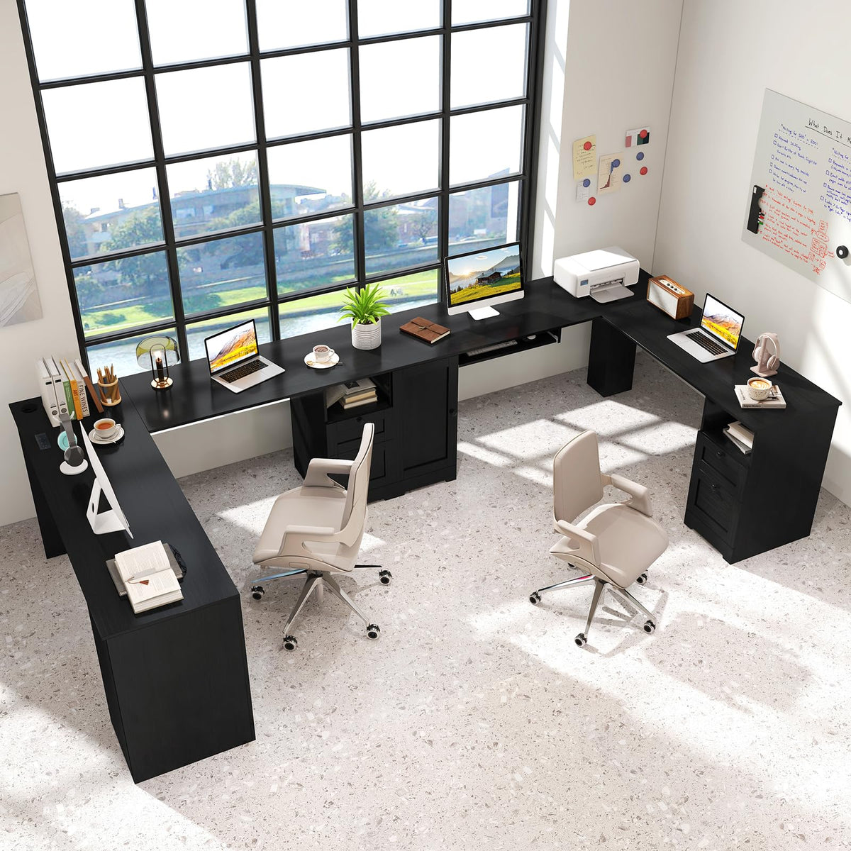 L-Shaped Computer Desk, 170cm Modern Large Corner Desk Writing Study Table