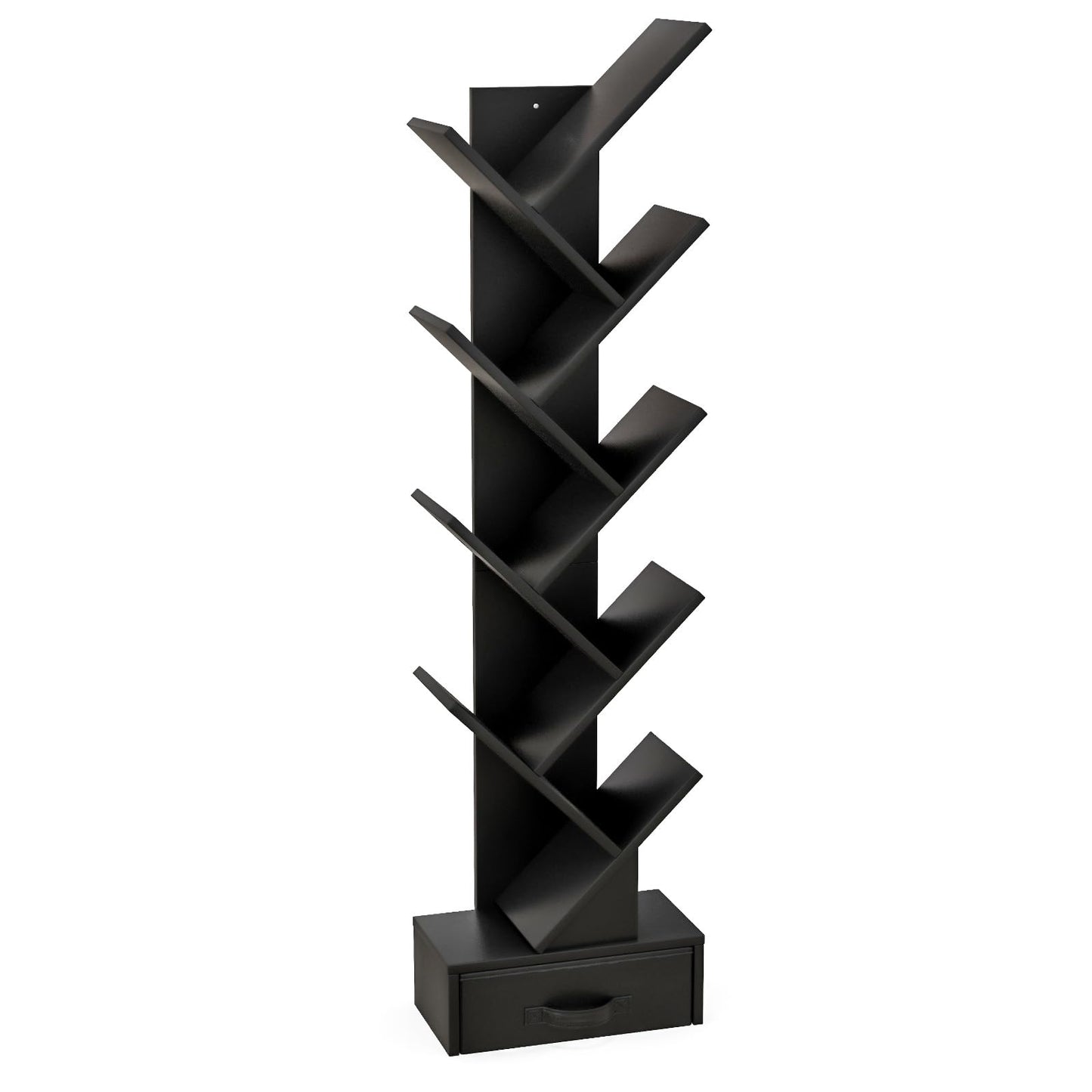 10-Tiers Floor Standing Wooden Bookcase Storage Shelving Unit