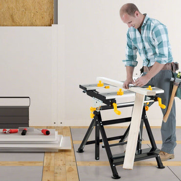 Folding Work Table Portable Workbench with Tiltable Platform
