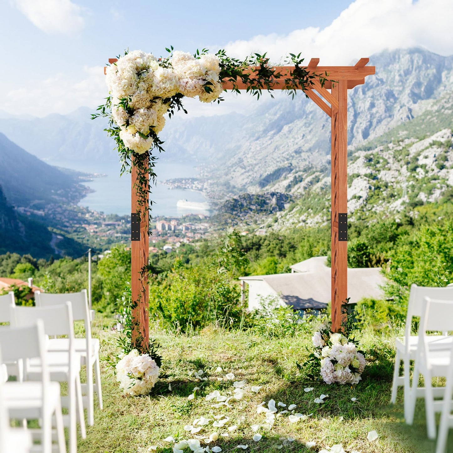 Wooden Garden Arch Entryway Trellis Pergola Arbour(152 x 80 x 215cm)