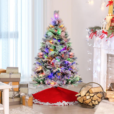 4.5 FT Artificial Xmas Tree with Pine Needles, LED Lights and Pinecones