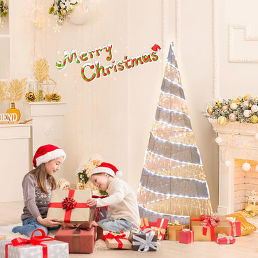 5FT Pre-lit Christmas Cone Tree with Warm White and White LED Lights