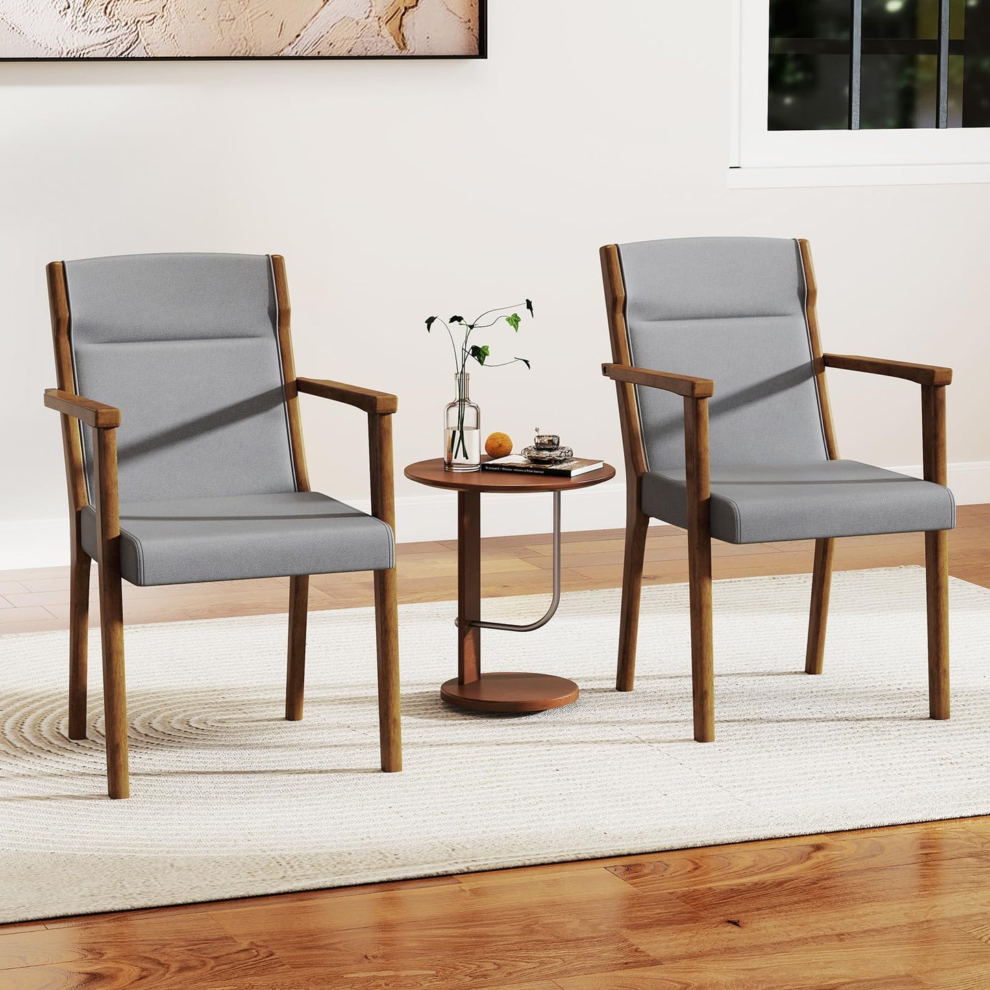 Mid-Century Modern Dining Chairs Set of 2 Upholstered Accent Chairs