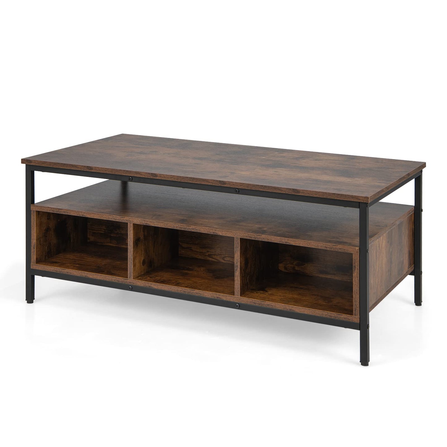 Wooden Cocktail Center Table with Storage Shelf