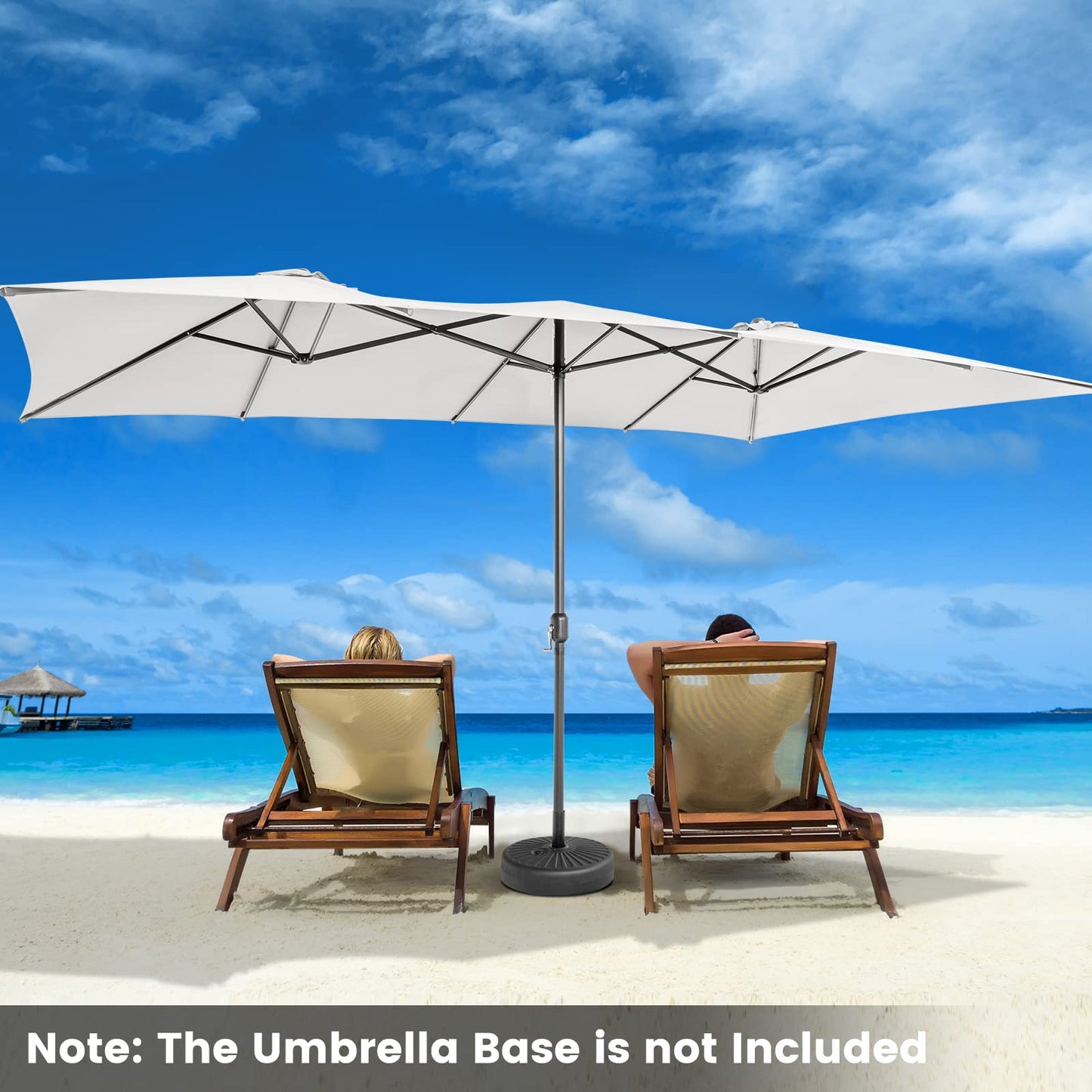 4.3m Double-Sided Patio Umbrella with Crank Handle & Vented Tops