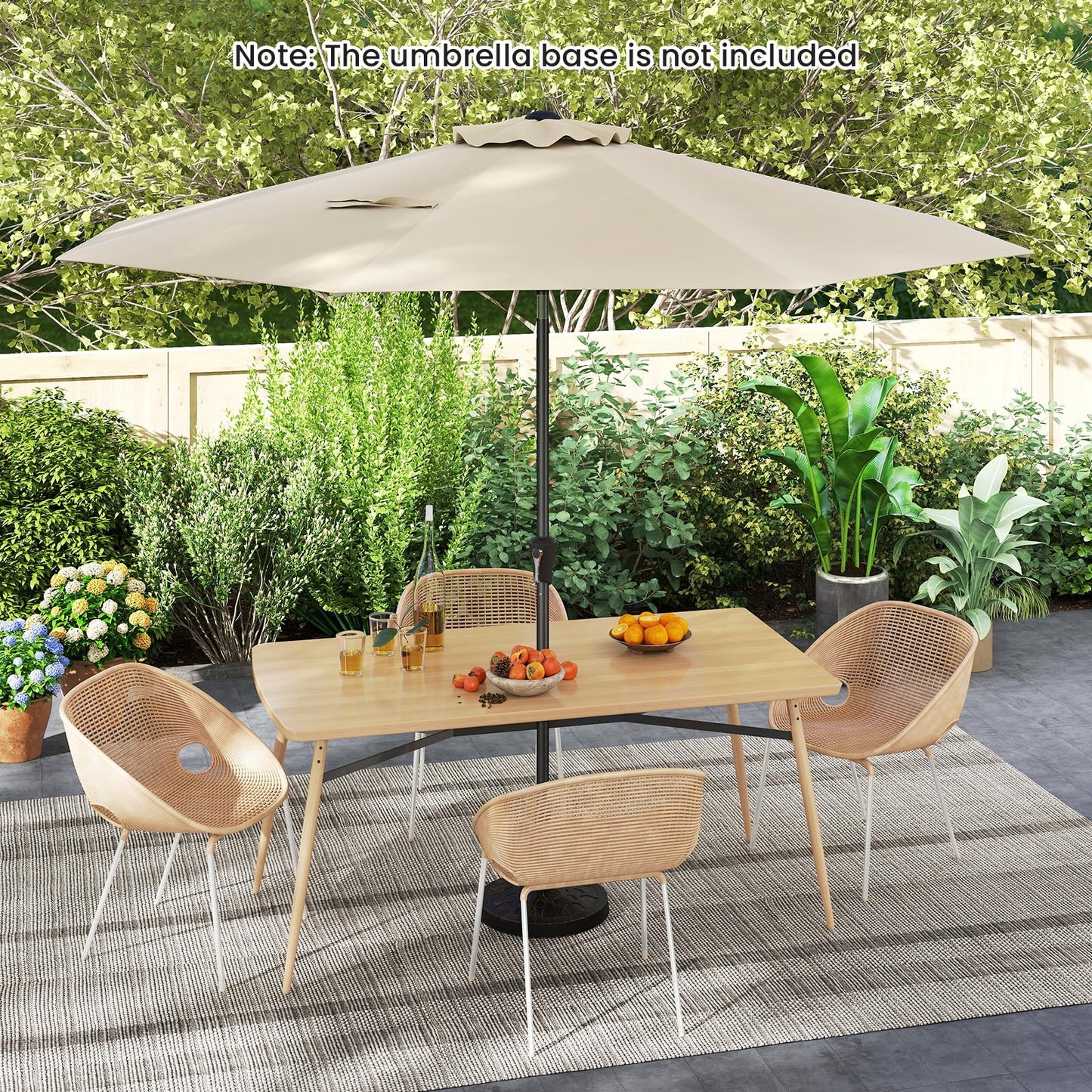 3M Waterproof Garden Parasol with Tilt & Crank Handle