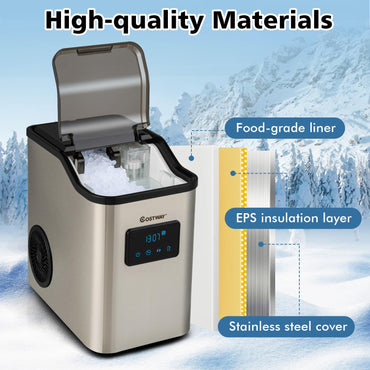 Countertop Nugget Ice Maker with 2 Ways Water Refill