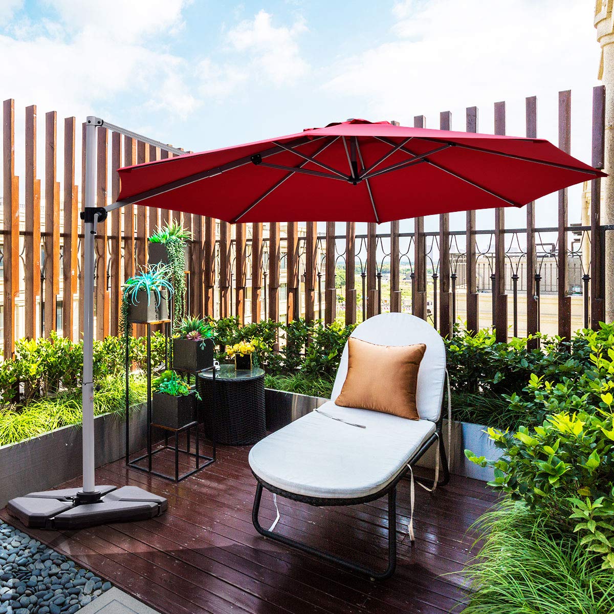 3.3m Patio Cantilever Umbrella with Tilting Adjustment and Cross base