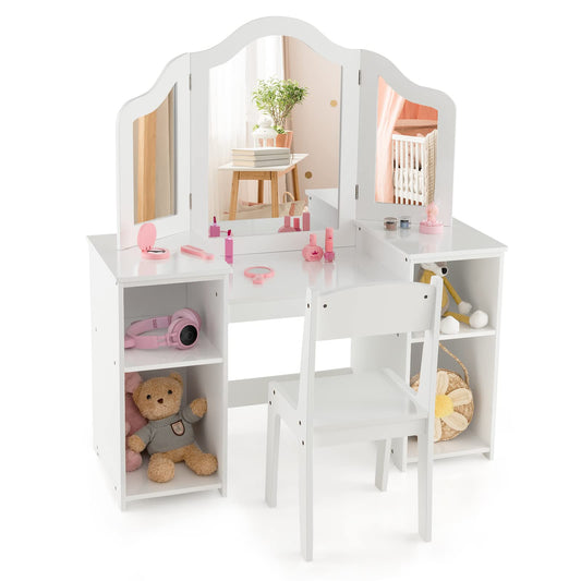 Children Dressing Table with Stool for Playroom Bedroom