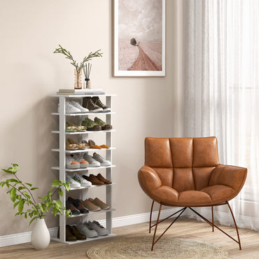Extra Wide Wooden Vertical Shoe Rack with 7 Shelves