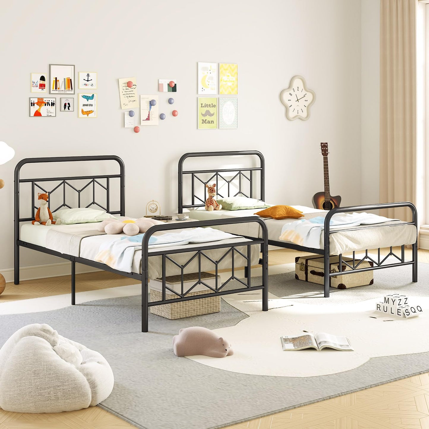 Giantex 3FT/4FT6/5FT Metal Platform Bed Base with High Headboard
