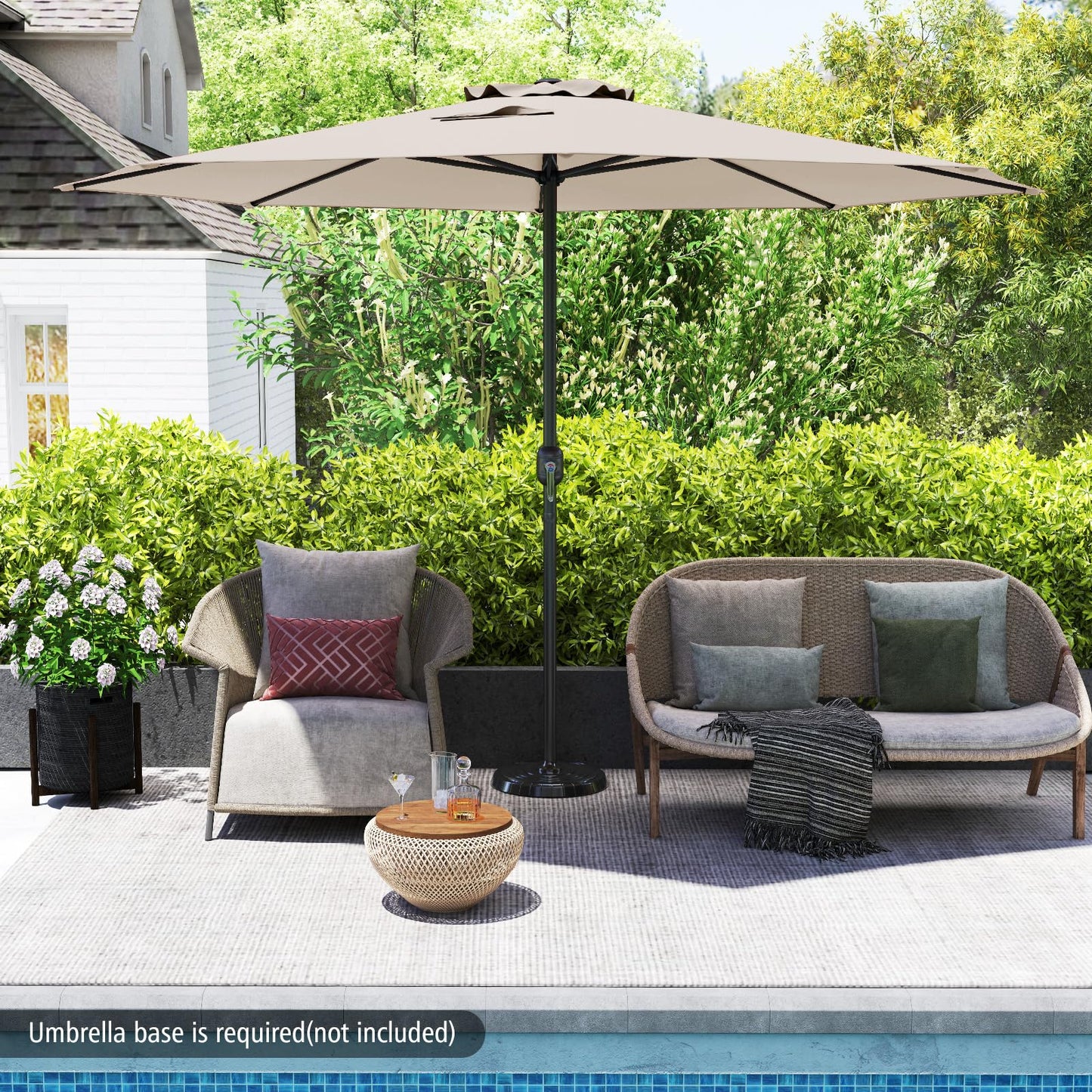 3.5M Water-resistant Patio Umbrella with Crank Handle