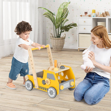 2 in 1 Push Along Walkers and Toy Tool Bench with Adjustable Speed