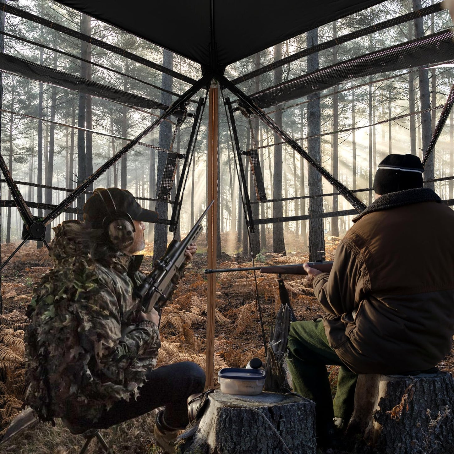 360° One Way See Through Camouflage Ground Tent with Carrying Bag