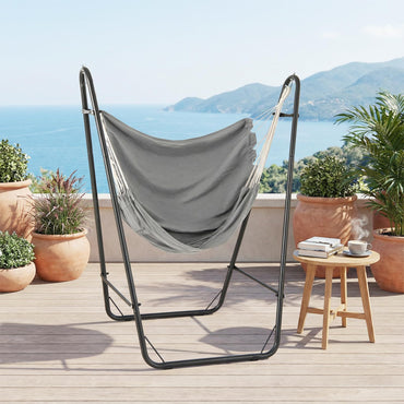 Hammock Chair with Stand, Heavy Duty Metal Frame Swing Chair with Side Pocket