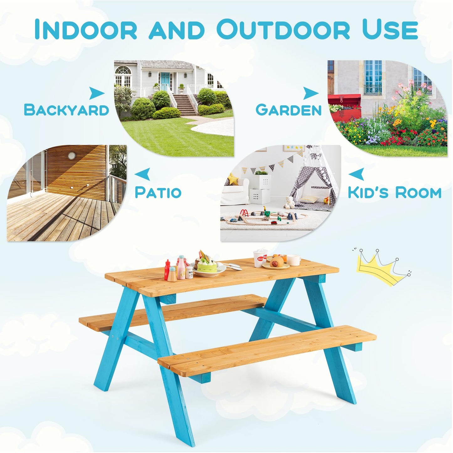 Fir Wood Children Garden Furniture with Benches