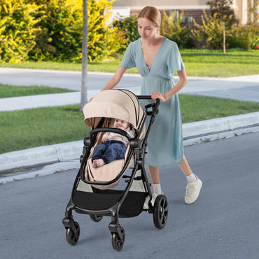 Foldable Travel System Pram with Reversible Seat