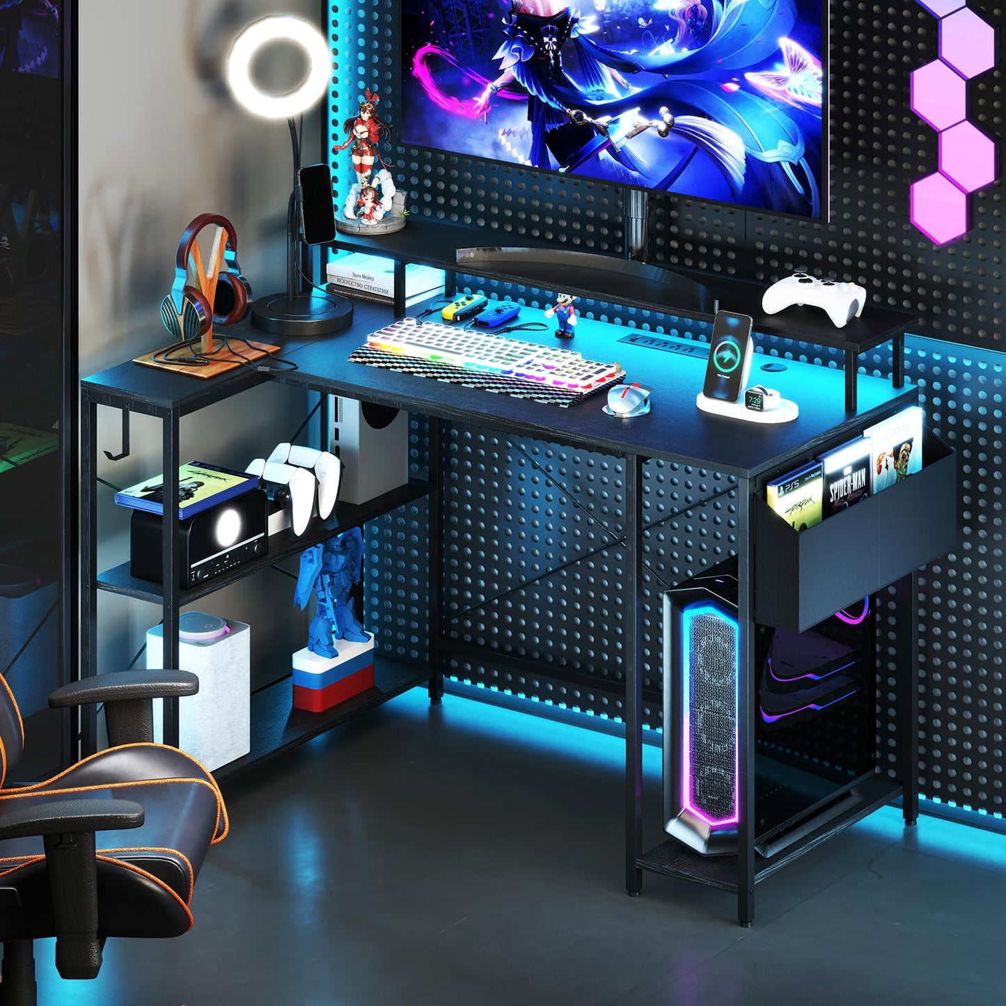 L-Shaped Computer Desk, 120CM Large Corner Desk Writing Study Table