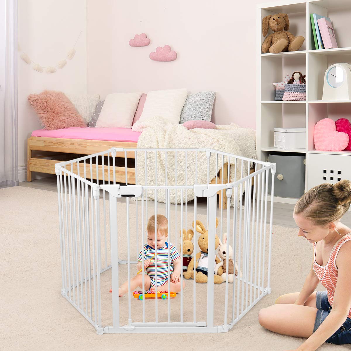Metal Fire Guard Hearth Gates with Lockable Door