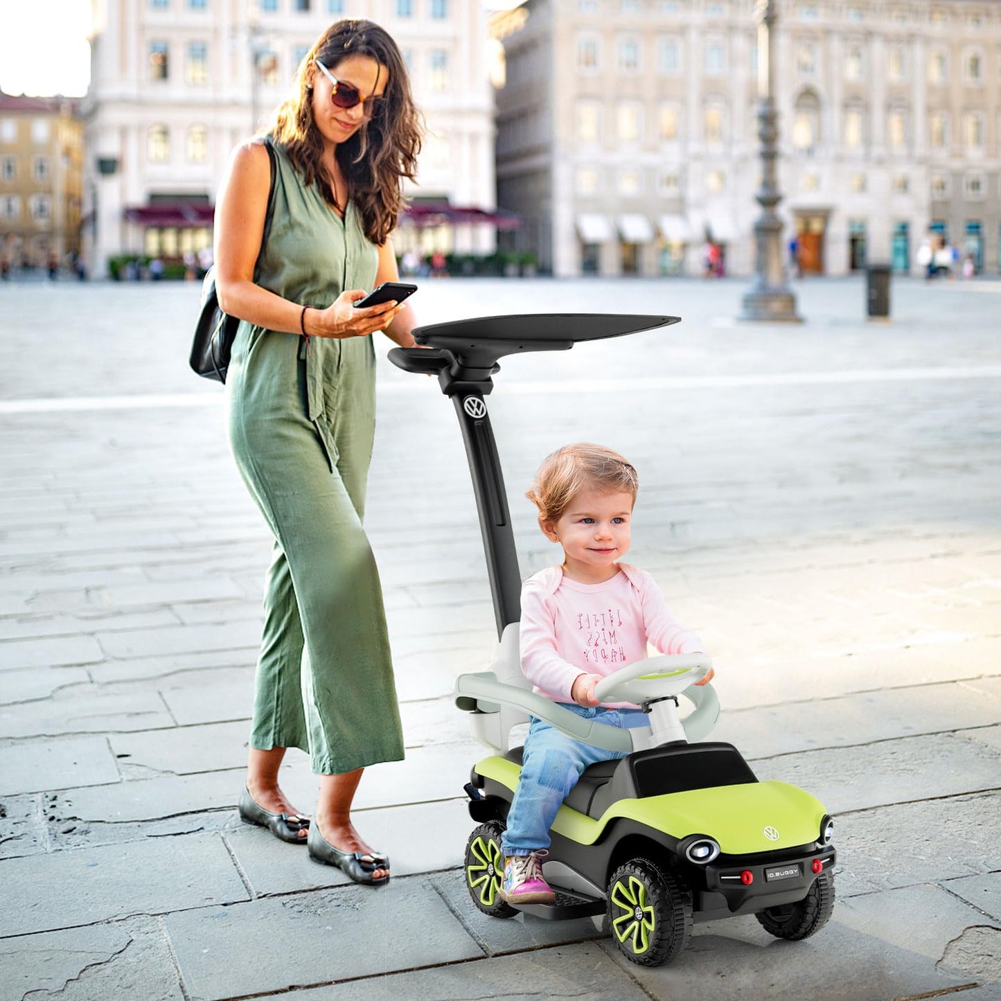 3 in 1 Kids Ride on Push Car with Handle and Canopy