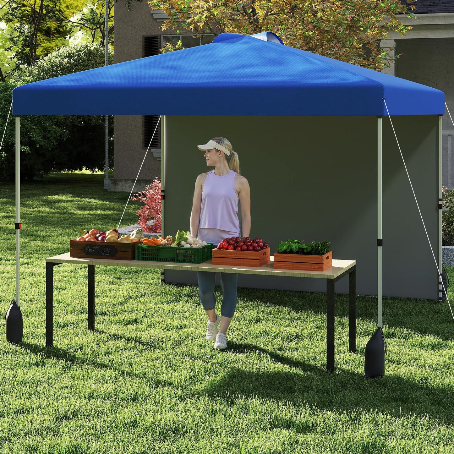 3 x 3 m Pop up Canopy Tent with 1 Sidewall Wheeled Bag