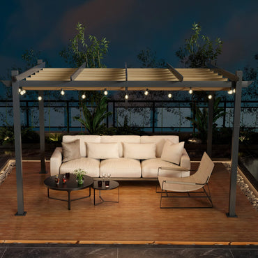 3 x 4 M Outdoor Retractable Pergola with Sun Shade Canopy