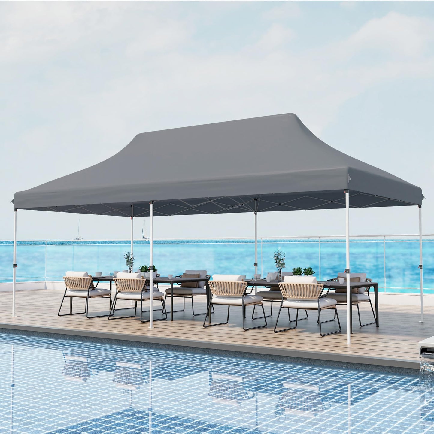6x3M Height Adjustable Pop-up Gazebo with Carrying Bag