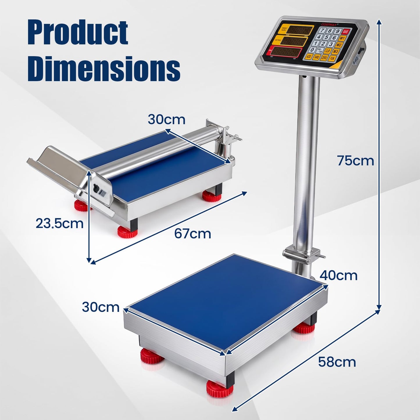 150KG/331lbs Commercial Digital Platform Scales with Folding Design