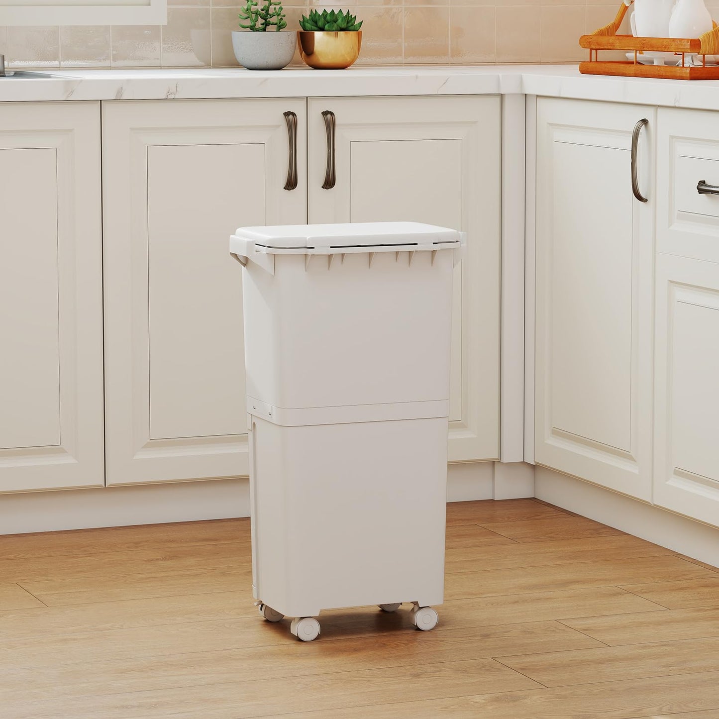 Trash Can with 2 Removable Bins and Tilting Compartment