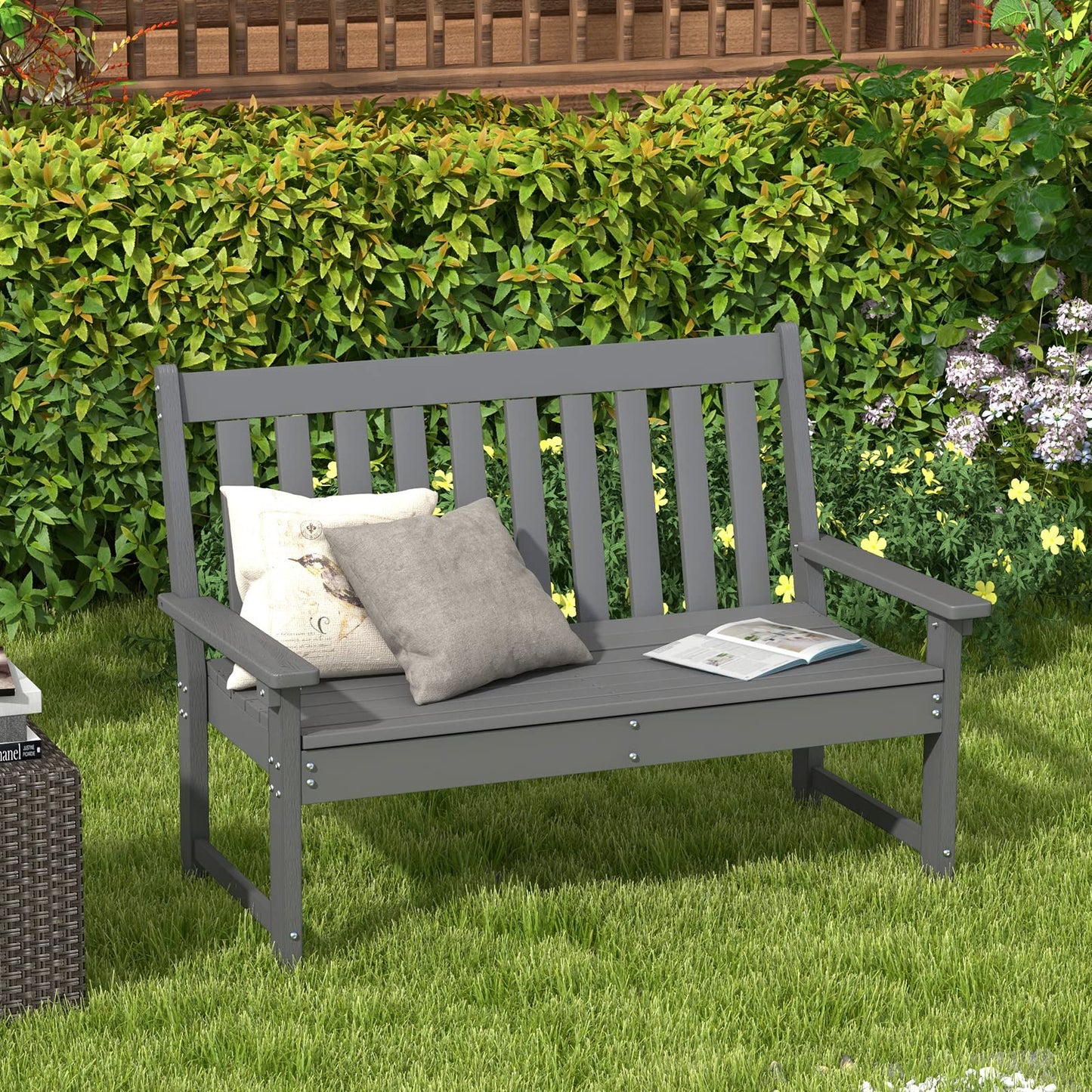 All-Weather HDPE Patio Loveseat Park Bench Chair