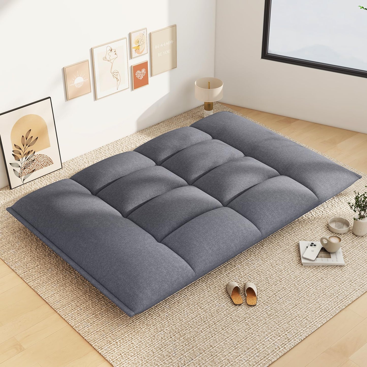 Floor Sofa Chair with 5-Postion Adjustable Backrest and Armrests