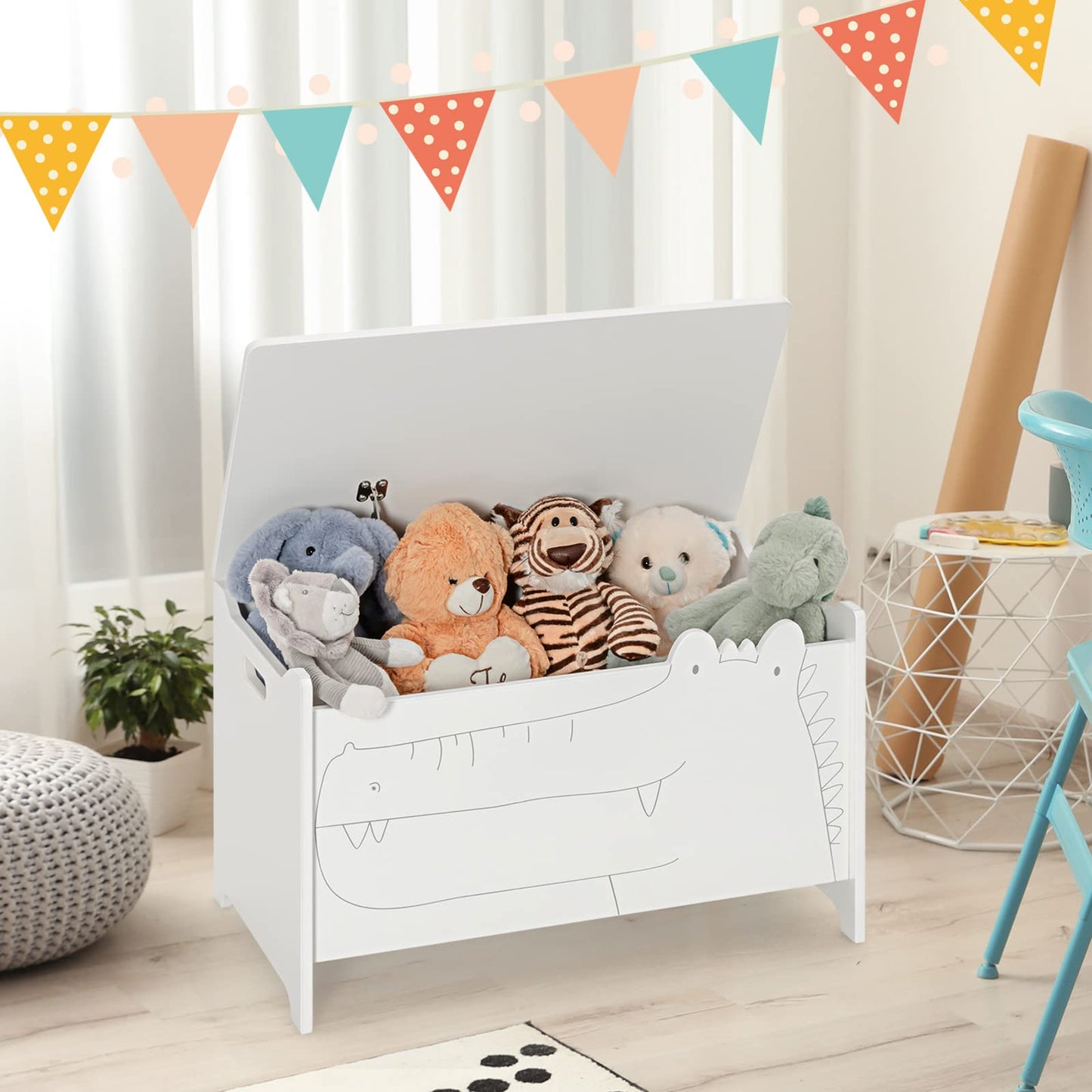 Kids Bench and Storage Chest with Safety Hinged Lid