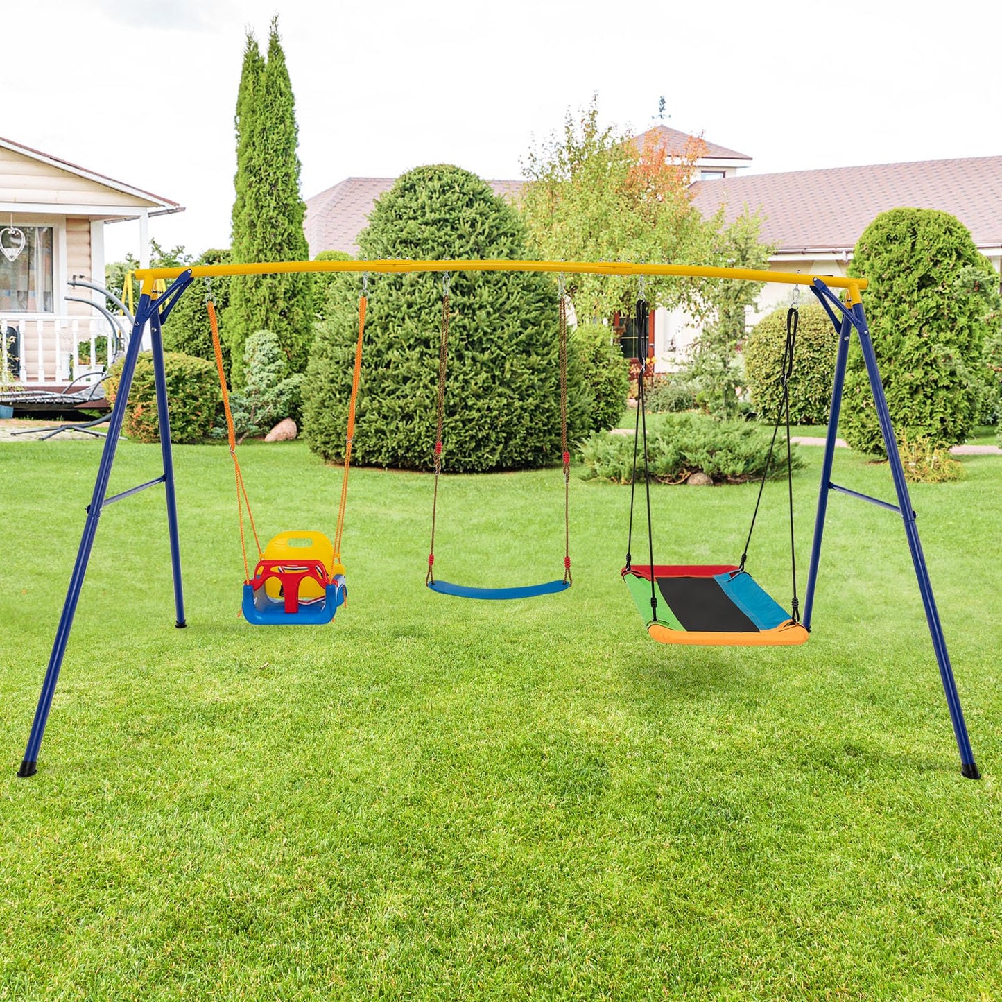 Heavy Duty Extra Large Metal Swing Frame with Platform Swing