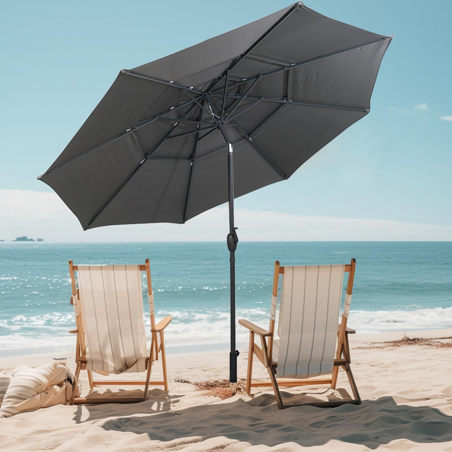 Heavy Duty 8 Ribs Patio Umbrella with Crank Handle and Tilt Function