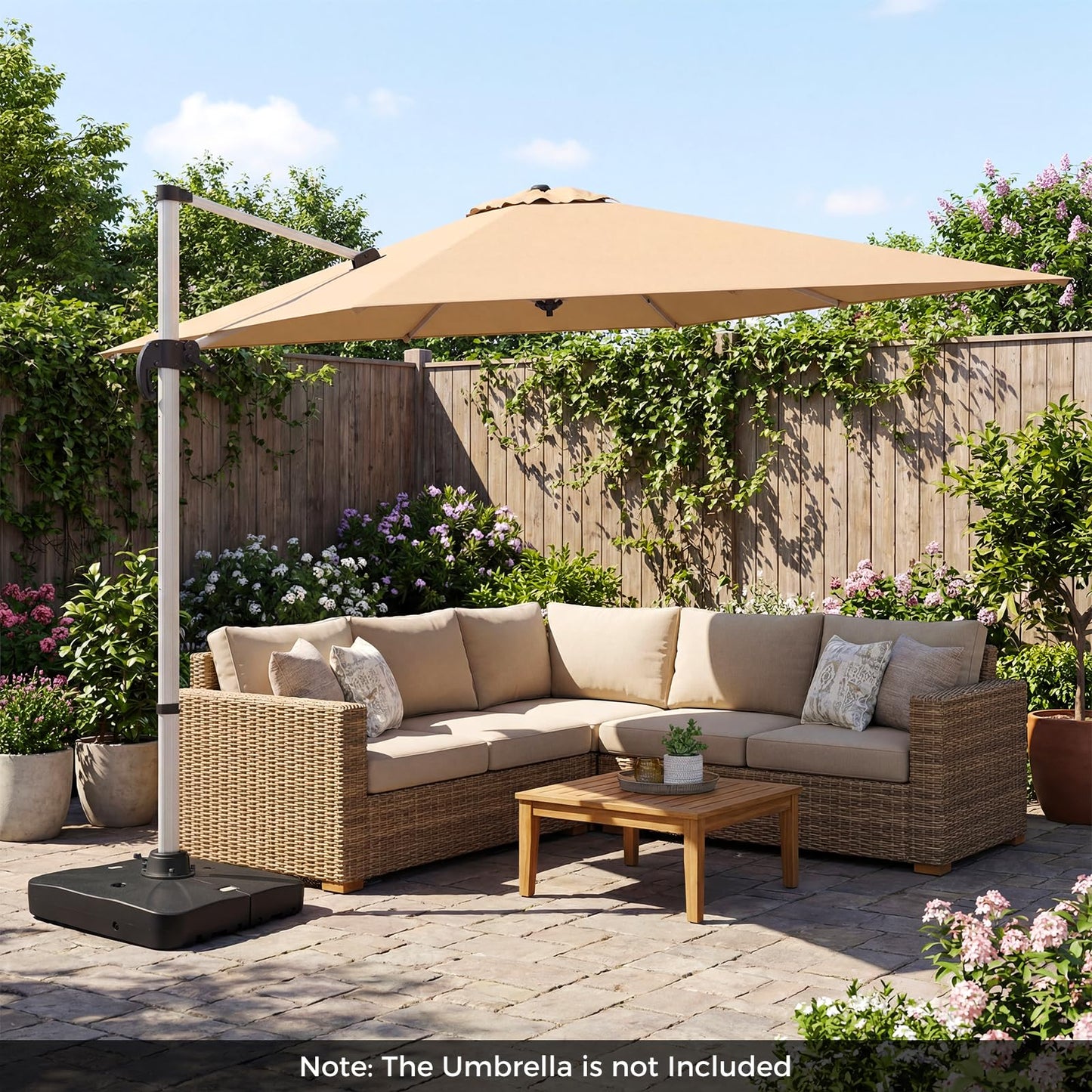 Parasol Base with Wheels, Heavy-Duty Offset Patio Umbrella Stand