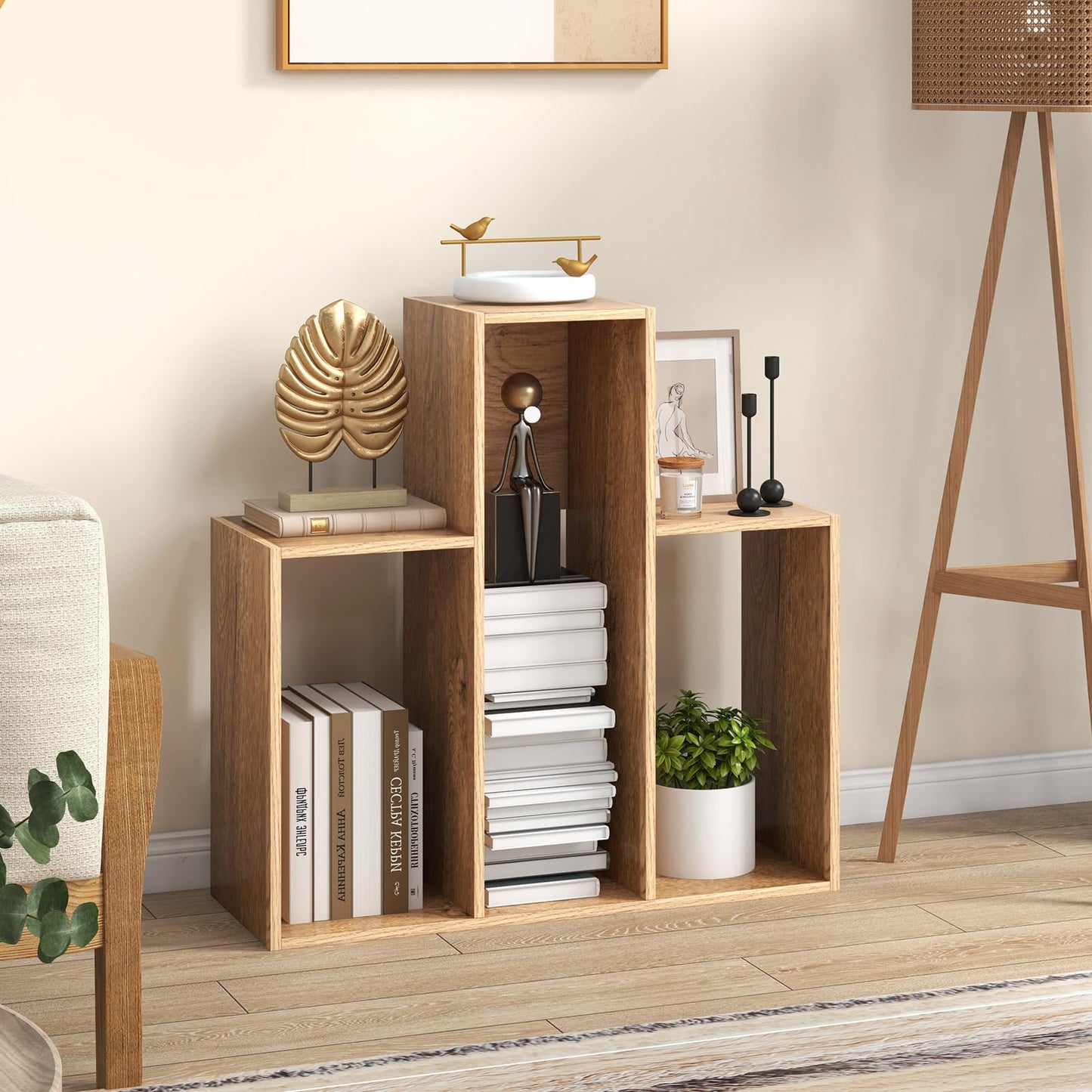 Wooden Bookshelf, 3 Tier Freestanding Separable Bookshelf