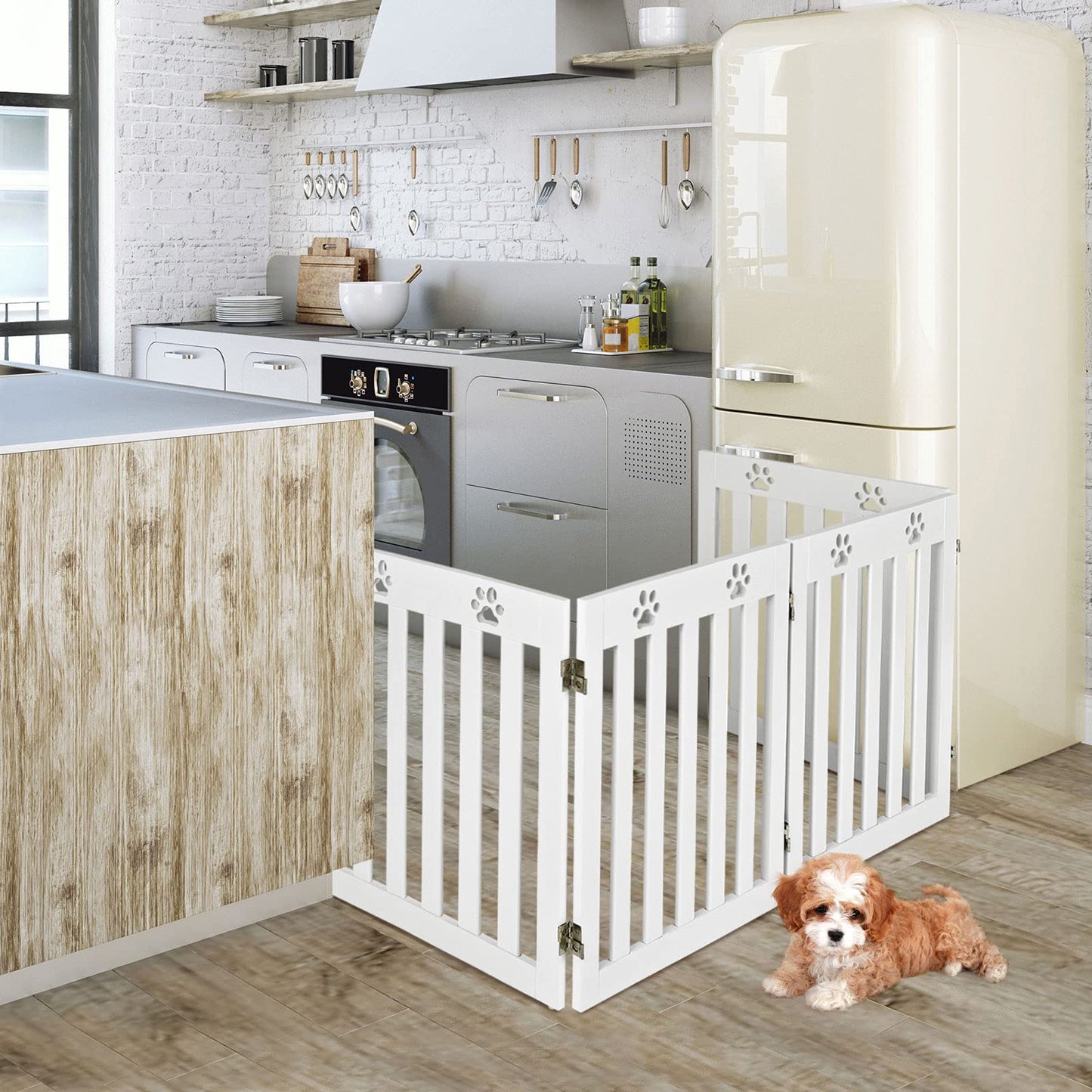 120 CM 8-Panel Height Anti-Rust Pet Playpen with Lockable Gate