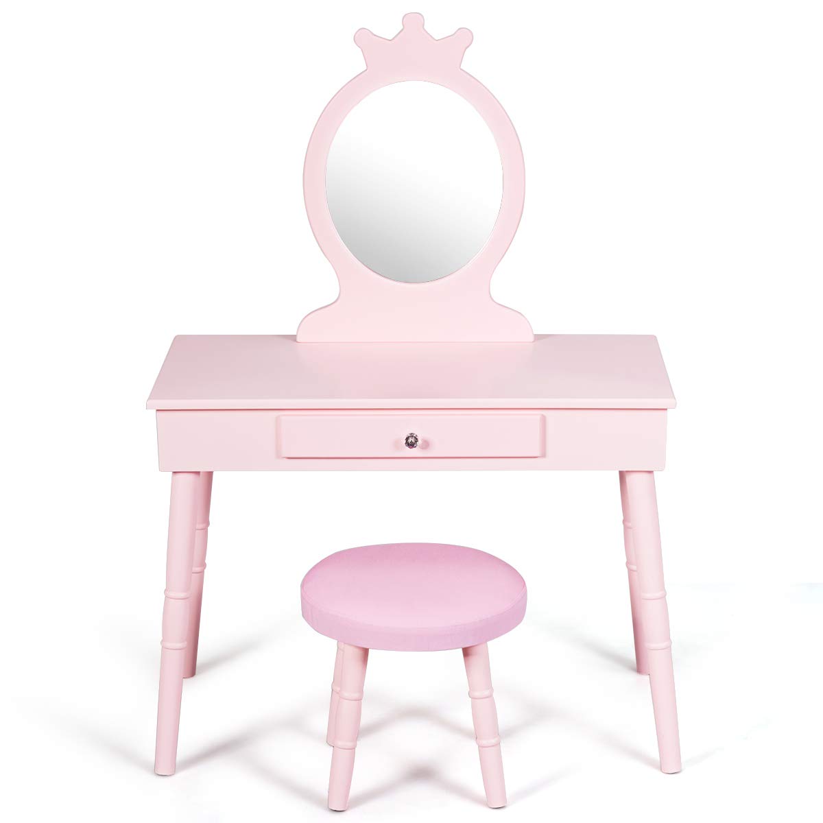 Child's Dressing Table and Cushioned Stool Set
