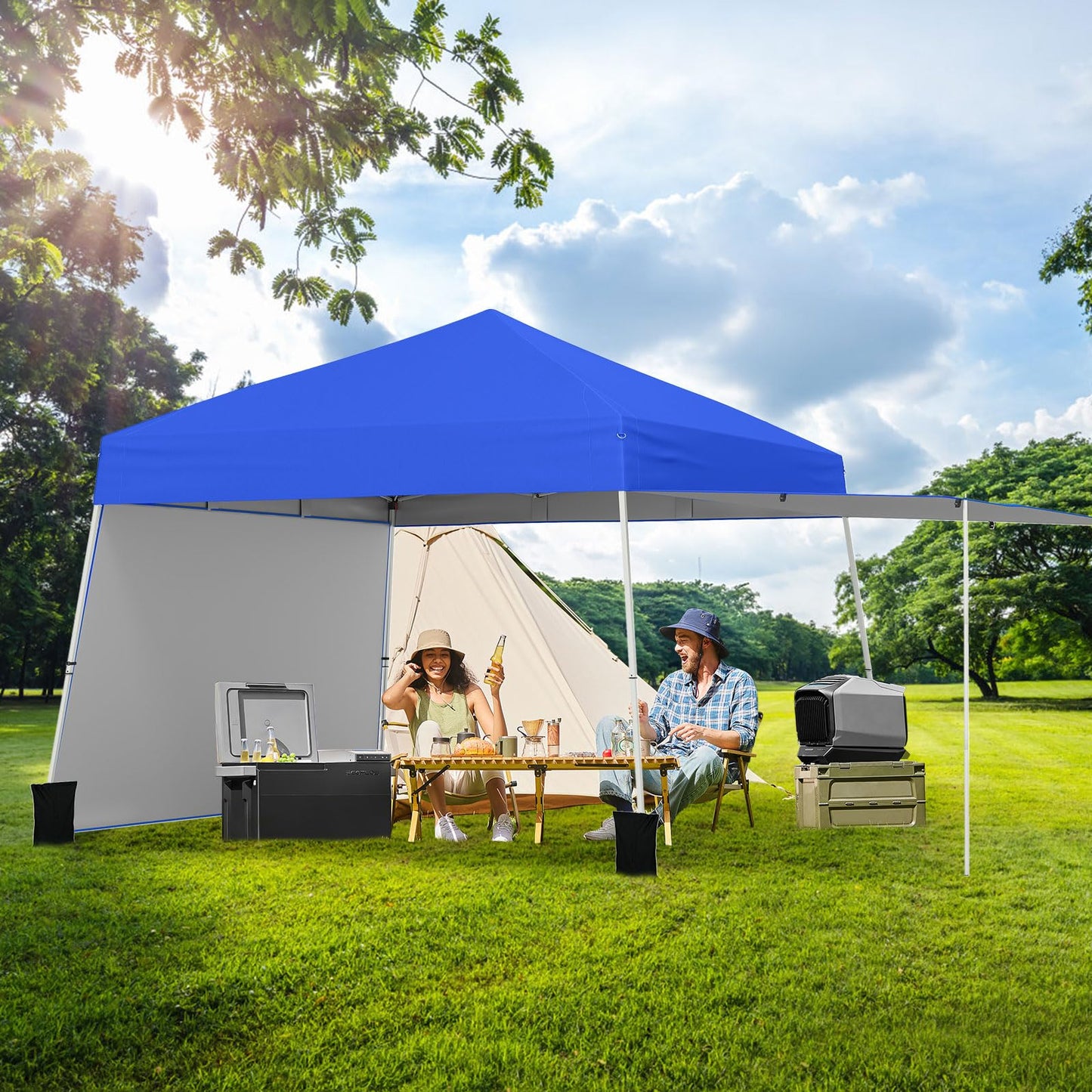 Pop up Canopy Tent with 2 Sidewalls Easy Setup Outdoor Sun Shelter