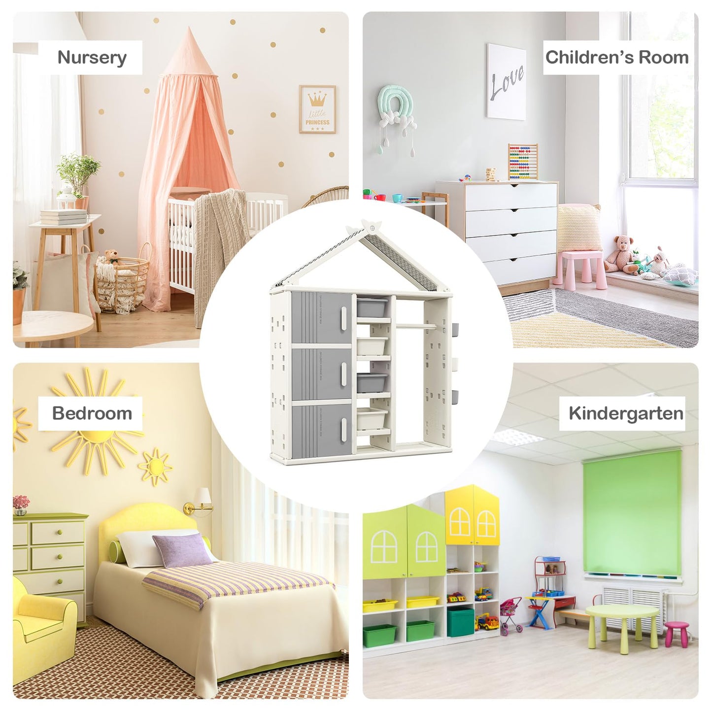 Kids Costume Storage Closet with Storage Bin