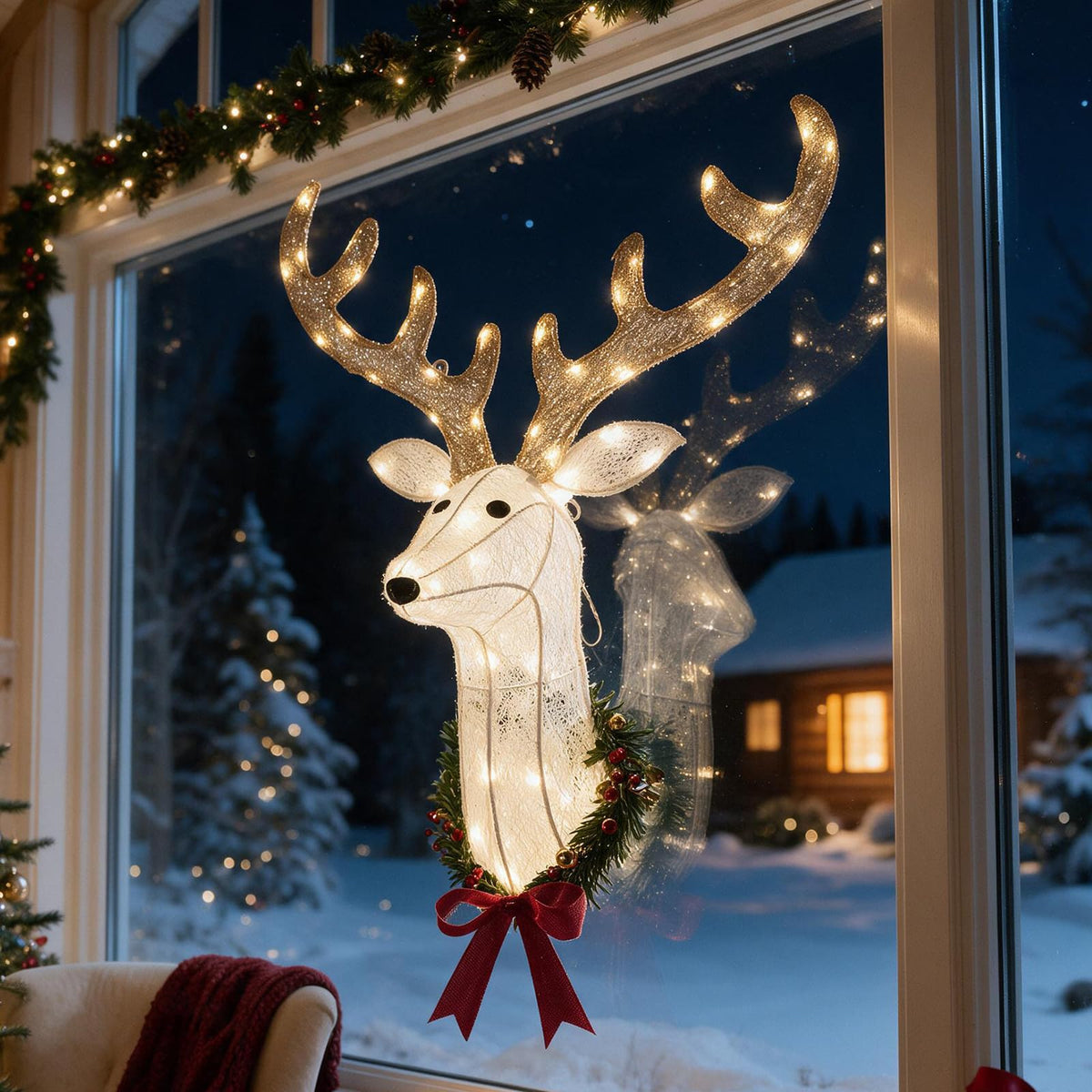 32"/81 cm Lighted Christmas Wall Decor Reindeer Head