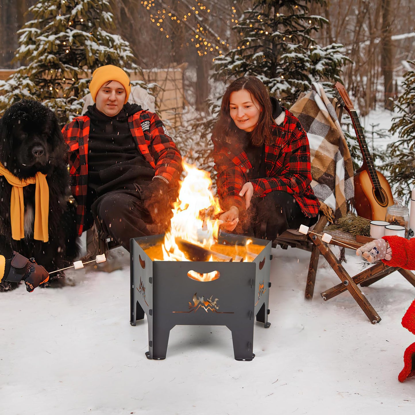 Collapsible Patio Wood Burning Fire Bowl with Carry Bag