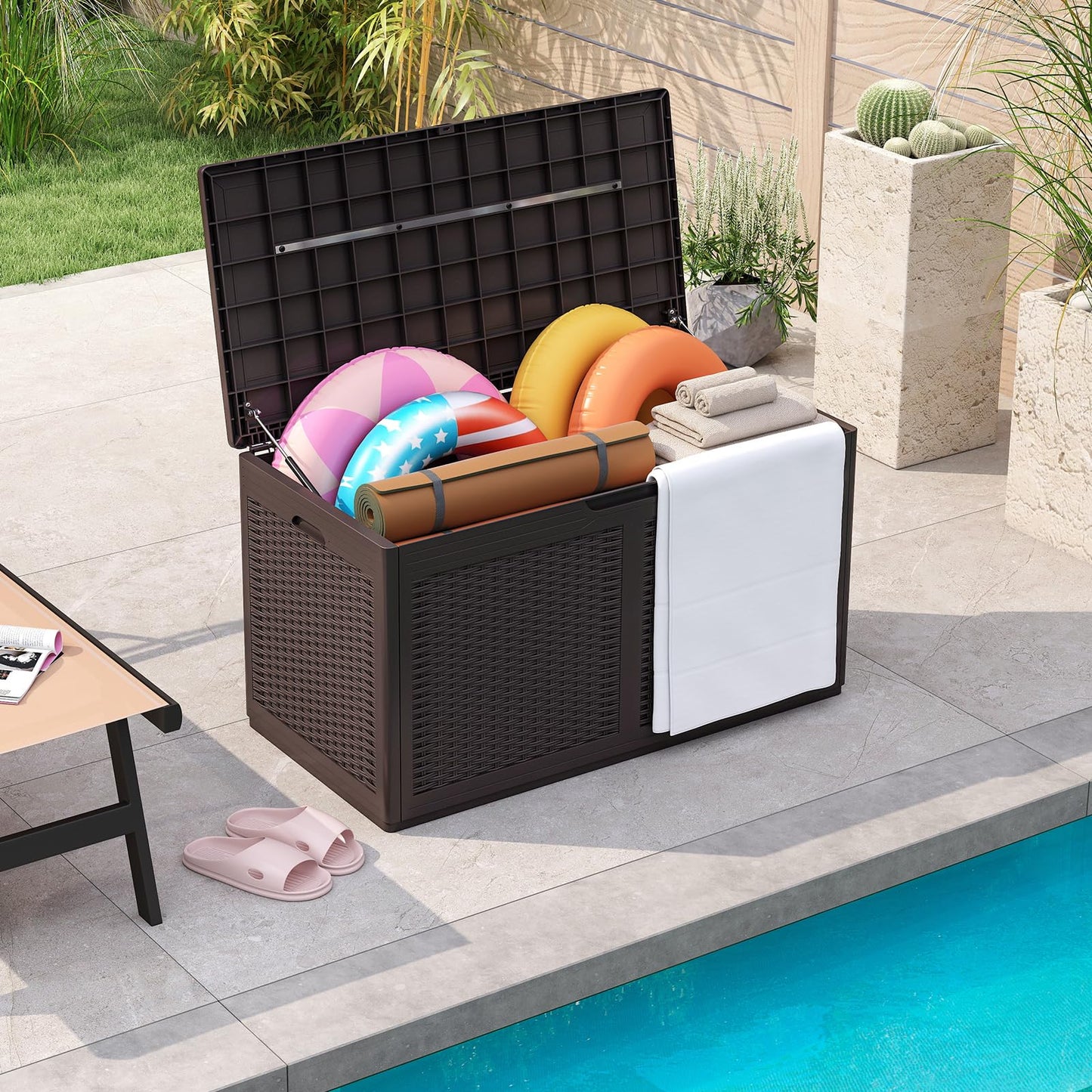 380L Resin Deck Box with Lockable Lid and Wheels