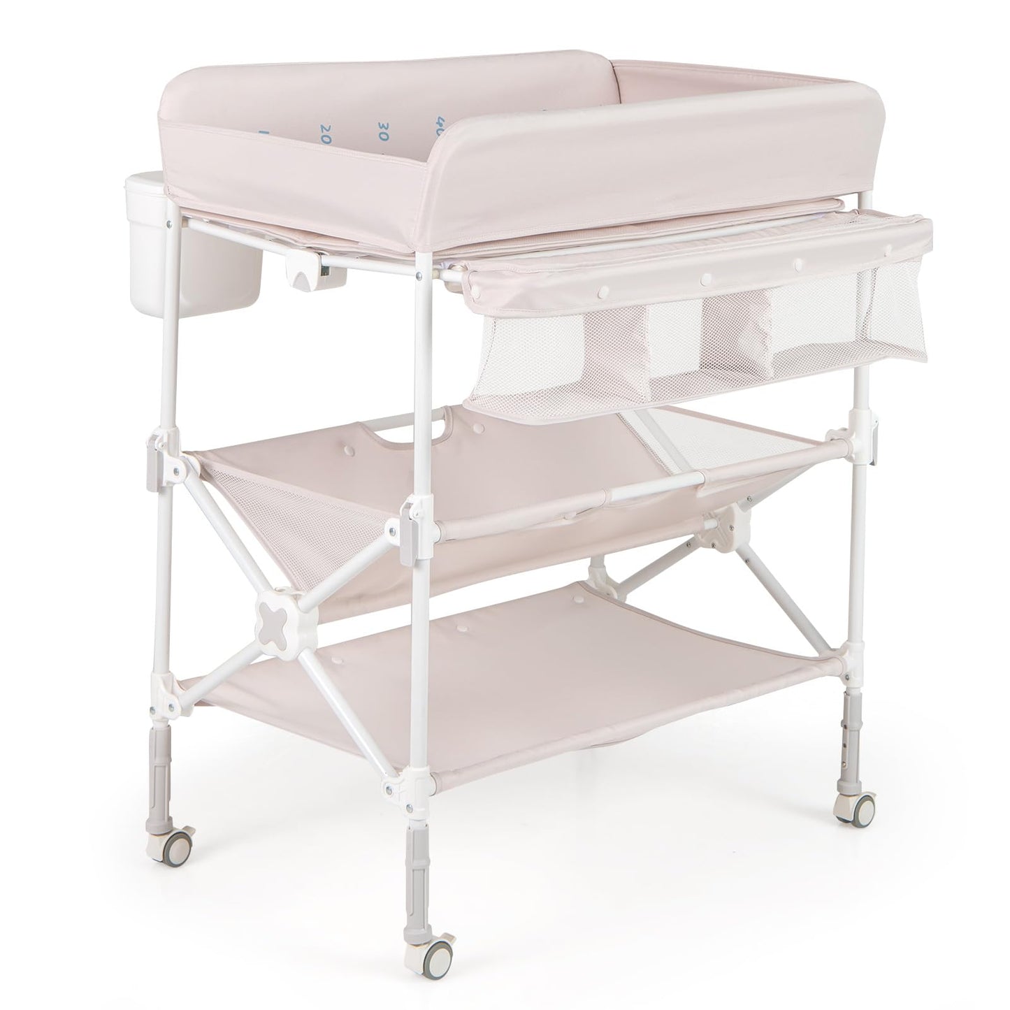 olding Diaper Changing Station with Wheels & Storage Basket
