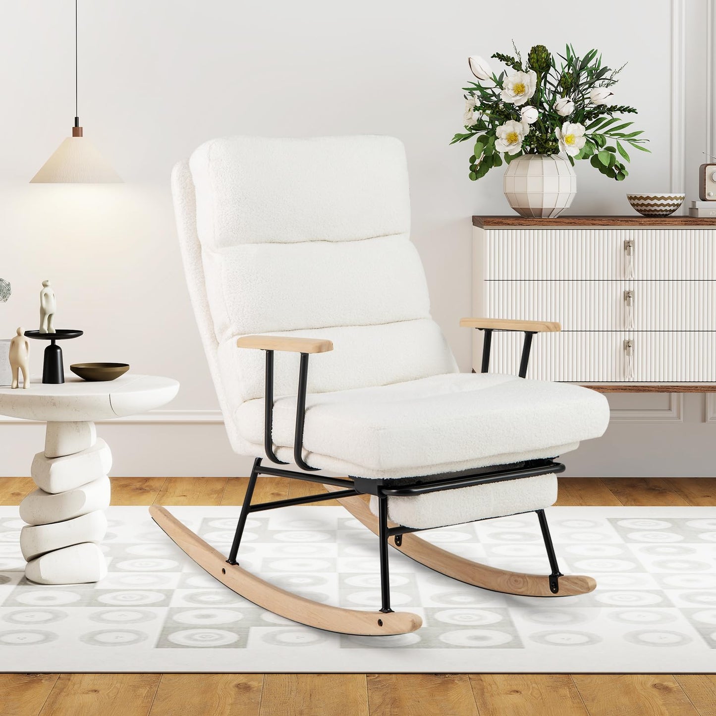 Nursery Rocking Chair Teddy Velvet Upholstered Rocking Chair