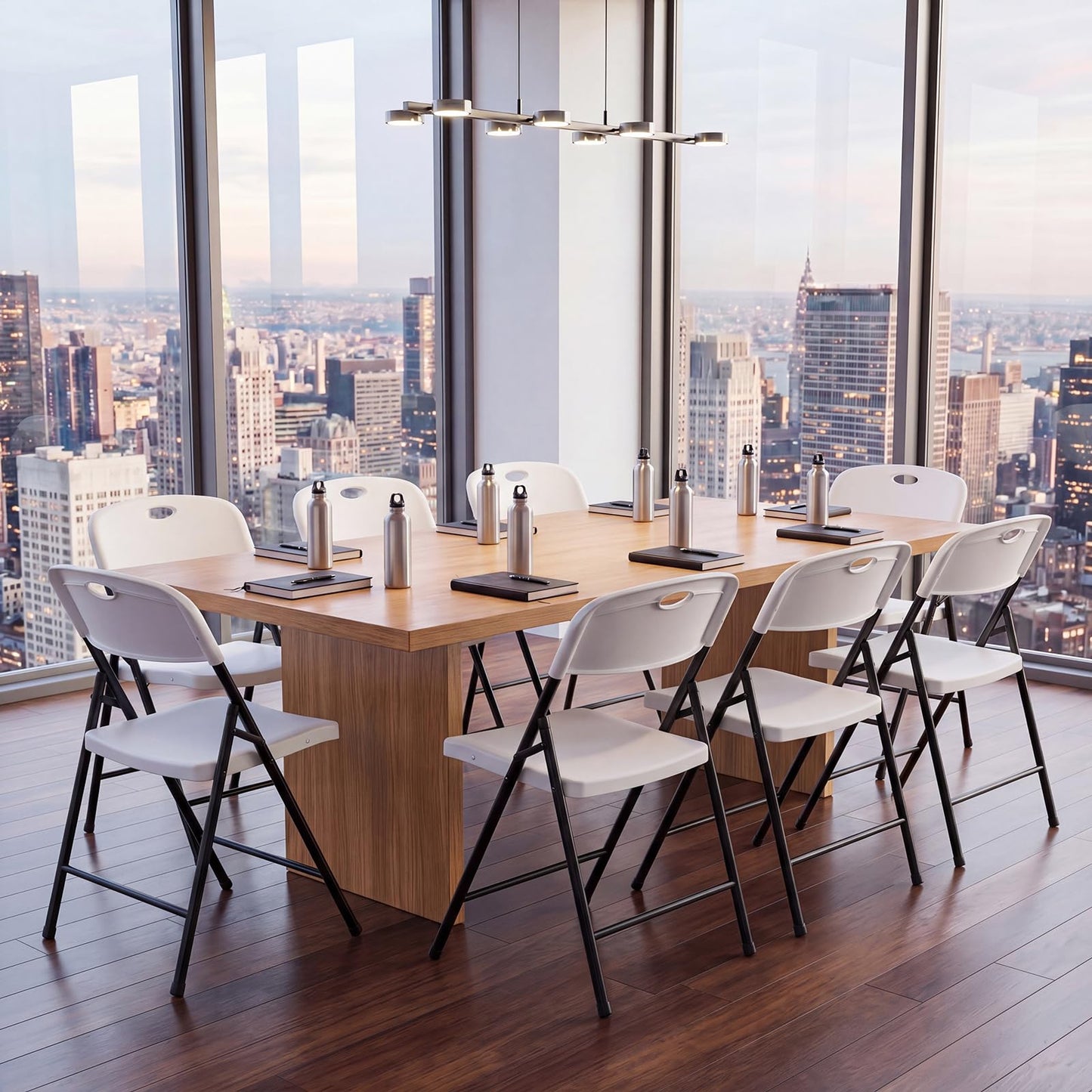 Foldable Plastic Chairs with Ergonomic Backrest and Metal Legs
