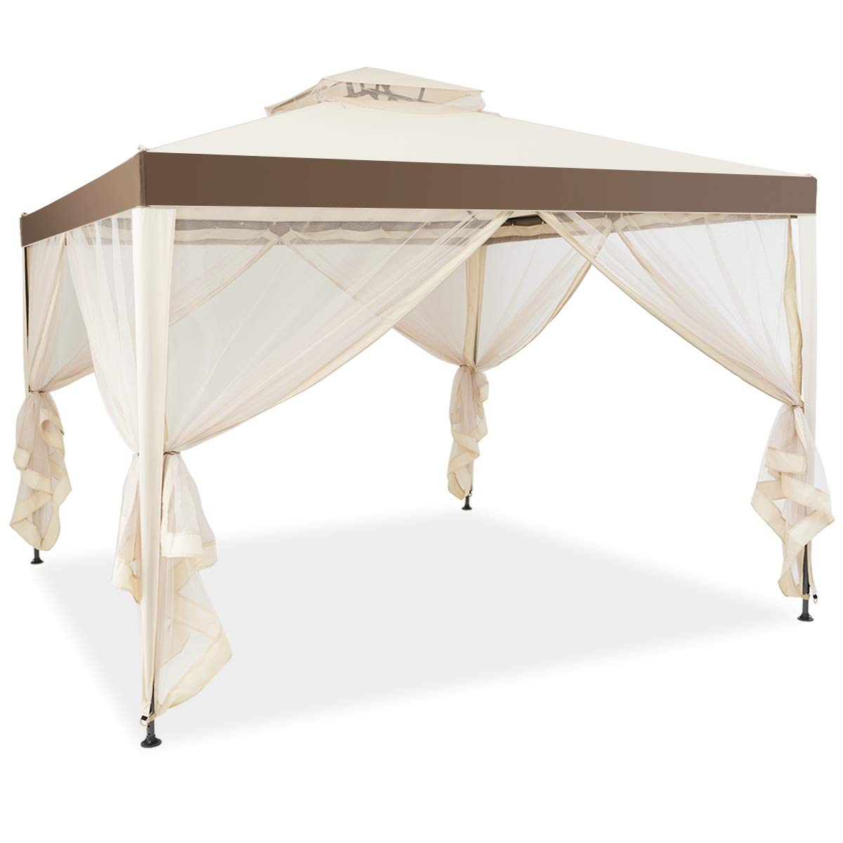 3m x 3m Outdoor Gazebo with Zipped Mesh Side Walls